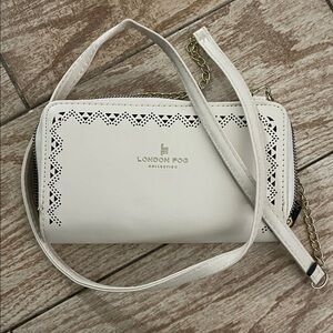 London Fog Cream Wallet with Chain Strap